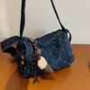 Bolsa Jeans com Diamantes Feminina Outono e Inverno Nova Estilo Coreano Casual para o Dia a Dia Versátil Ombro Transversal Bolsa Almofada Transfronteiriça