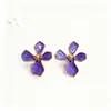 Moda Retro Europea y Americana Pendientes de Flor con Goteo de Aceite Joyería Color Cobre Plateado Conservación del Color Lujo Accesible Elegante Planta Pétalo de Cuatro Hojas Pendientes