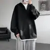 Sudadera con capucha nueva, simple y cómoda, de cuello en V grande para hombre, corte holgado, versátil, moderna, a la moda, estilo Hong Kong, marca de moda, talla grande