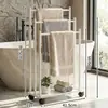 Toallero de pie de múltiples capas, estante móvil para almacenamiento de toallas de baño en el dormitorio, perchero multifuncional para almacenamiento de toallas en el baño del hogar