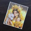 Tíbet Pintado a Mano Dorado Zorro de Nueve Colas Hada Belleza Alta Definición Pintura Thangka Núcleo Colgante Accesorios Lienzo Cabello Recto