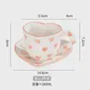 Taza de Café Estilo Pastoral Juego de Taza y Platillo para Café Taza con Mango de Corazón Creativo Taza de Agua con Forma de Corazón