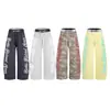 Calça Casual Solta com Estampa de Letras Estilo Americano Tendência Vibe Masculina Calça de Moletom Cintura Elástica Esportiva Perna Reta Longa