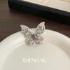 Broche de Mariposa de Zircón y Perla Gris Exquisito Francés Súper Hada Exquisito Lujo Ligero Distintivo Gabardina Suéter Accesorios Decoración