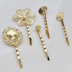 保色电镀优质韩版金色一字夹发卡刘海夹边夹DIY手工饰品配件材料