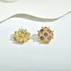 Brincos de Tarraxa com Design de Nicho em Formato de Diamante Negro com Zircônia, Joias Vintage de Luxo de Alta Qualidade, Brincos Rosa para Mulheres
