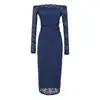 Vestido feminino de renda ombro a ombro estilo girl poderosa, vestido outono estilo puro desejo, vestido curto justo bodycon sexy que afina a cintura