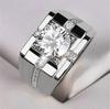 Chenrui Más Vendido Agresivo Plata Negocios Imitación Diamante Moissanita Circonio Blanco Anillo para Hombre Nuevo Cobre Estilo Europeo y Americano