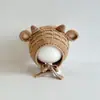 Bonito y Adorable Sombrero de Lana de Cordero para Bebé, Engrosado y Cálido para Otoño e Invierno, Sombrero para Niña Bebé con Protección para los Oídos y Lazo
