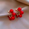 Pendientes geométricos redondos de perla con aguja de plata, de Corea del Sur, ligeros, de lujo, de alta calidad, a la moda, elegantes, combinables, al por mayor.