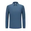 Camisa Polo Masculina de Manga Longa Casual de Negócios Gola Reversível Cor Sólida Respirável Secagem Rápida Top