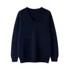 24 Otoño Invierno Nuevo Suéter de Cachemira para Hombre Cuello en V Jersey Color Sólido Tejido Casual de Negocios Manga Larga Tejido Base Suéter de Lana