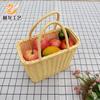 Cesta de compras de vime tipo vime, cesta portátil para piquenique ao ar livre, cesta de colheita pastoral, cesta de armazenamento, cesta de pão de frutas