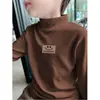 Camisetas Térmicas Gruesas de Manga Larga Cepillada con Cuello Semi-Alto para Niños y Adolescentes para Otoño e Invierno