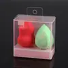 Fabricante en stock caja de embalaje de PVC moda simple transparente PET Plástico Cosméticos huevo de belleza borla caja de almacenamiento