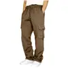 Pantalones casuales deportivos transfronterizos tobillo atado diseño personalizado multibolsillos encaje Verde Militar overol holgado para hombre