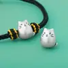 Plata Pura S999 Cuentas Espaciadoras Lindas de Dibujos Animados Chinchilla Accesorios Pulsera DIY Accesorios de Joyería de Plata Pequeña Chinchilla