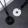 Pingente duplo de obsidiana natural bravo, calcedônia branca, fivela dupla segura, tom agitado, colar de mão rápida para homens e mulheres, fivela corajosa