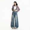Jeans anchos de diseño desgastado color Naranja Juvenil para mujer, corte holgado, adelgazantes, modernos y versátiles pantalones de pierna recta