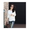Otoño Nuevo Encaje de Costura Suelto Talla Grande para Mujer Estación Europea Manga Larga Color Sólido Casual Combinable Manga Murciélago Camiseta