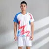 Conjunto de Ropa Deportiva para Bádminton, Secado Rápido y Transpirable, para Hombres y Mujeres, Adecuado para Tenis de Mesa, Baloncesto, Correr, Manga Corta de Alta Elasticidad con Texto Estampado, Unisex