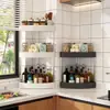 Estante de Almacenamiento para Esquina de Encimera de Cocina, Estante Triangular para Esquina de Pared Semicircular sin Taladro para Uso Doméstico, Estante de Almacenamiento para Botellas y Frascos de Especias