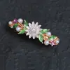 Pinza de Resorte de Flor Pintada Retro Personalizada Aleación Mori Pinza Horizontal Pinza de Resorte de Flor para Cola de Caballo de Mujer