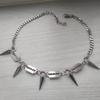 Collar de cadena para clavícula de eucalipto de junio, comercio exterior transfronterizo, hip-hop, viento frío, personalidad europea y americana, hoja, punk, metal, remache