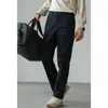 Calça Social Masculina Estilo Old Money Sem Costura Lateral Mistura de Algodão Cintura Semi-Elástica Perna Reta Respirável Perna Larga Casual Primavera 2026