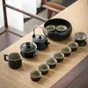 Juego de Té Chino Set para Sala de Estar en Casa Oficina Simple Cerámica Barro Negro Tetera Taza de Té Juego Pequeño Juego de Té Kung Fu