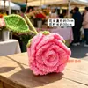 Buquê de Rosas de Lã Crochê à Mão para o Festival Qixi, Dia dos Namorados, Dia dos Professores, Casamento ou como Presente de Aniversário para um Amigo
