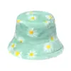 Estilo K de Otoño e Invierno Sombrero de Pescador con Estampado de Margarita Felpa Popular Versátil Viaje Cálido Sombrero de Copa de Piel de Conejo