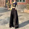 Pantalones de traje retro estilo americano, corte holgado, cintura alta, pierna ancha, pantalones casuales para mujer, pantalones de pierna recta para otoño, pantalones versátiles de largo completo