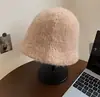 Sombrero de Pescador de Felpa de Pelo de Conejo para Mujer, Estilo Coreano Versátil de Alta Gama para Otoño e Invierno, Sombrero de Cubo para Circunferencia de Cabeza Grande, Sombrero de Cubo de Invierno