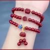 Pulsera de Hilo de Mano con Cuentas de Buda de Cuatro Círculos, Trébol de Cuatro Hojas, Arena Dorada Púrpura Cinabrio, Pulsera de Mano Multicírculo del Año de la Vida para Hombres y Mujeres, Obtener al por Mayor