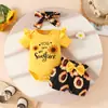 Amazon Bebé Conjunto de Pantalones Cortos Triangulares de Manga Corta con Estampado Hassel para Bebé Niña Top de Verano con Alfabeto Pantalones Adorables con Cinturón y Flores