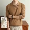 Suéter de lana y seda para hombre en un estilo clásico y discreto, nueva colección otoño/invierno 2026, business casual, con cuello de gaviota, adecuado como capa base