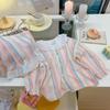 Conjunto de Fio de Algodão Elástico Infantil Primavera e Verão Desenho Animado Roupa de Casa Tesouro Masculino Roupa para Ar Condicionado Roupas de Casa de Renda Fofas para Meninas