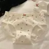 Braguitas de mujer de algodón puro con lazo y entrepierna extendida, estilo crema [10A antibacteriano]