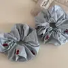 Laço de Cereja Bordado Doce e Fofo Elástico Grande para Cabelo Tendão de Borracha Elegante Acessórios de Cabelo para Rabo de Cavalo Alto para Mulheres