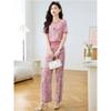 Traje de Moda Floral Rosa Nuevo 2025 Versátil Reductor de Edad Elegante Lujo Ligero Temperamento Ropa Deportiva Casual Conjunto de Dos Piezas