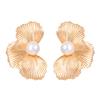 Aretes de Flor de Perla Incrustada de Moda de Lujo Ligero de Alta Gama Transfronterizos Combinables Aretes de Hoja Elegantes Personalizados Aretes para Mujer