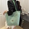 Bolso de Mujer Estilo Coreano a Cuadros Bloques de Color Estilo Bosque Nuevo Verano 2026, Bolso de Mano Lindo de Dibujos Animados para Estudiantes, Bolso de Hombro para Damas