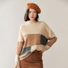 Lujo Ligero, Suave y Cómodo ~ Suéter de Cachemir para Otoño e Invierno para Mujer, Cuello Redondo, Combinación de Colores, Aspecto Holgado Adelgazante Suéter de Punto Básico