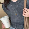 Colar Pingente Minimalista Gota de Água Prata Feminino Luxo Acessível de Alto Padrão Nicho Outono e Inverno Corrente Longa Elegante para Suéter Acessórios