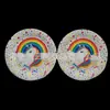 Plato Desechable para Pastel Dibujos Animados Niños Arcoíris Unicornio Cumpleaños Plato de Papel Suministros para Fiesta Plato de Papel Festivo