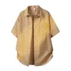 Camisa polo de manga corta holgada a cuadros azul marino estilo salero para hombre verano estilo miu camisa soleada manga corta