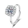 Anel de moissanite de simulação ao vivo vermelho de mão rápida transfronteiriça net 1 quilate seis garras anel de casamento fábrica atacado