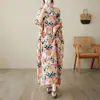 Novo Vestido Estampado Vintage com Decote em V Tamanho Grande para Meninas Cheinhas Nova Moda Versátil Artístico de Comprimento Longo para Mulheres 2024