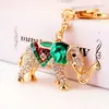 Llavero creativo de elefante de cristal con incrustaciones de diamantes, llavero de animal, accesorios para bolso, colgante de metal, pequeño regalo